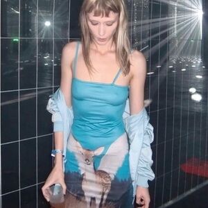 Elegant Blue Deer Graphic Mini Dress